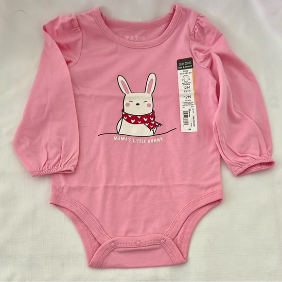 okie dokie Other - New / Pink With White Bunny Bodysuit (Onesie)